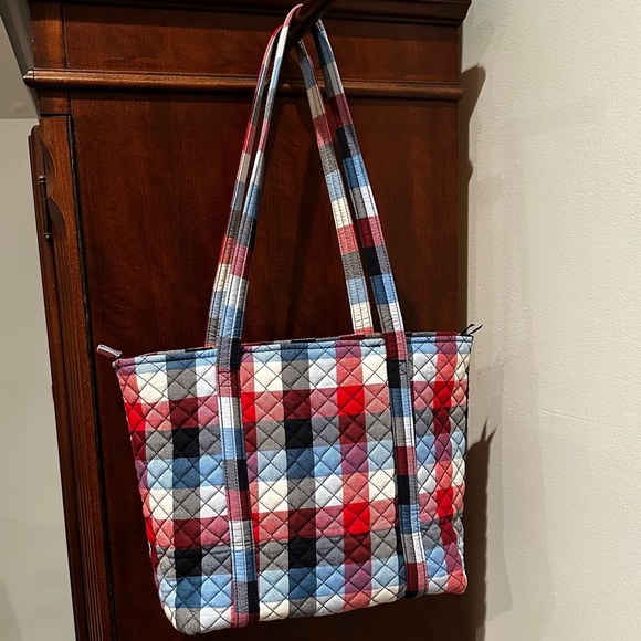 Vera Bradley Patriotic Plaid Small Vera Tote - Picture 1 of 6